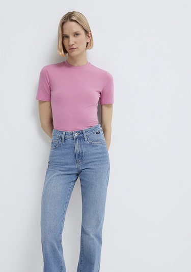  Mavi 2li Kadın Basic Tişört Fitted / Vücuda Oturan Kesim 1611372-71187