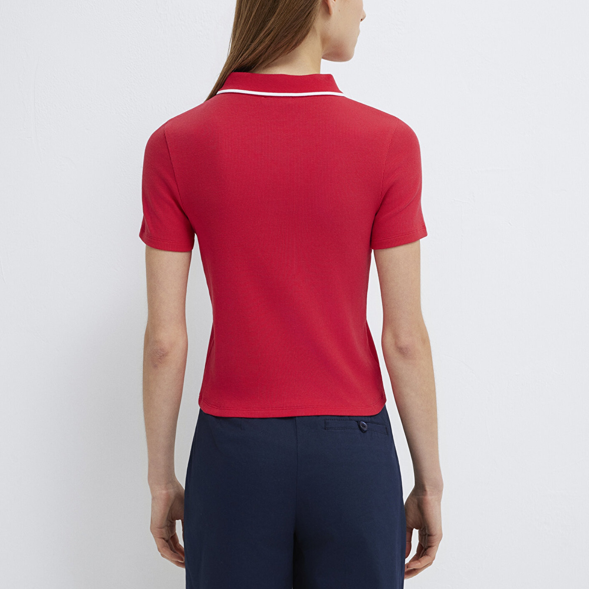 Mavi Kırmızı Polo Tişört Fitted / Vücuda Oturan Kesim 1613776-70477