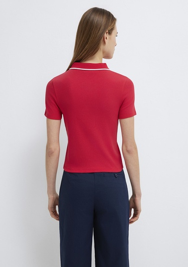  Mavi Kırmızı Polo Tişört Fitted / Vücuda Oturan Kesim 1613776-70477