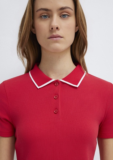  Mavi Kırmızı Polo Tişört Fitted / Vücuda Oturan Kesim 1613776-70477