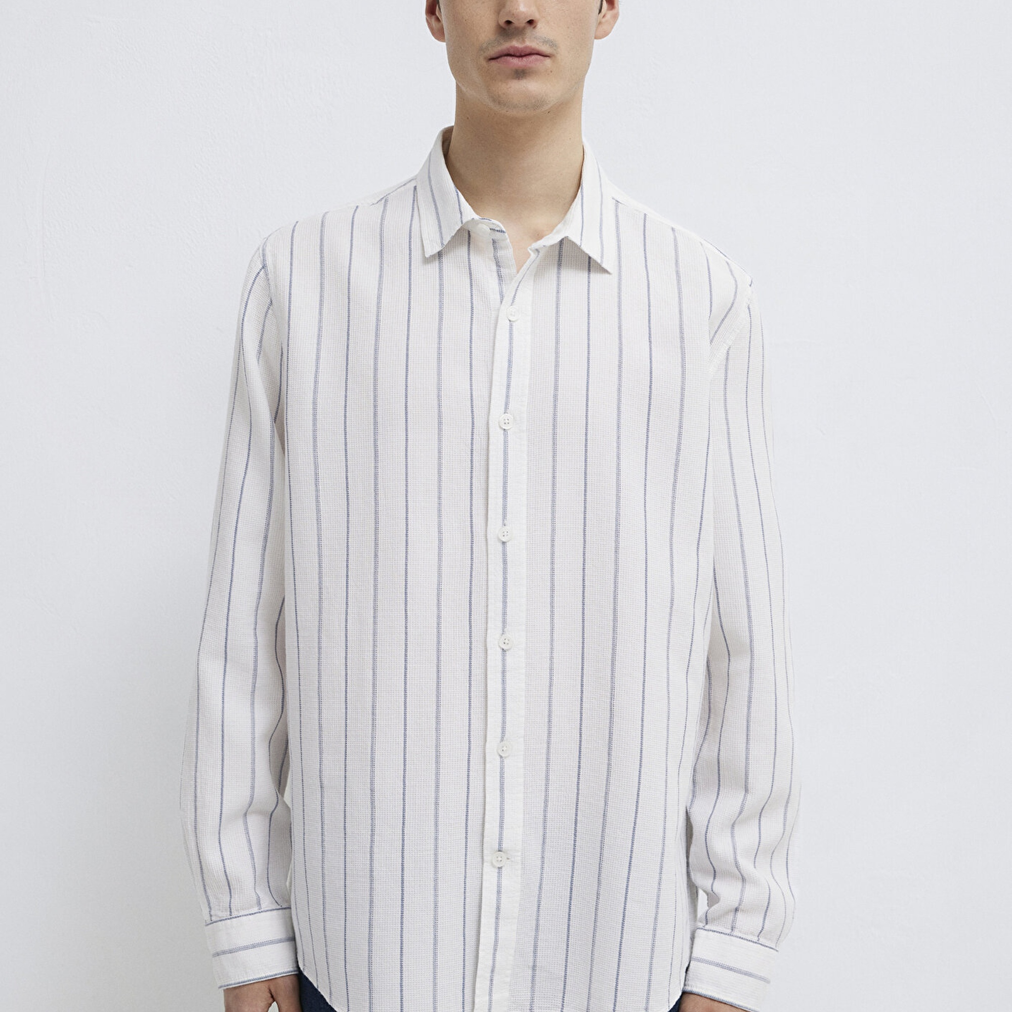 Mavi Çizgili Gömlek Regular Fit / Normal Kesim 0211384-86702