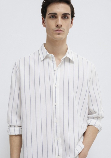  Mavi Çizgili Gömlek Regular Fit / Normal Kesim 0211384-86702