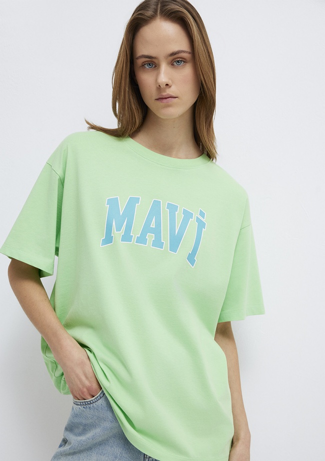  Mavi Mavi Baskılı Yeşil Tişört Oversize / Geniş Kesim 1600843-71721