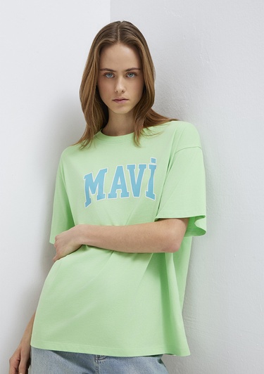  Mavi Mavi Baskılı Yeşil Tişört Oversize / Geniş Kesim 1600843-71721