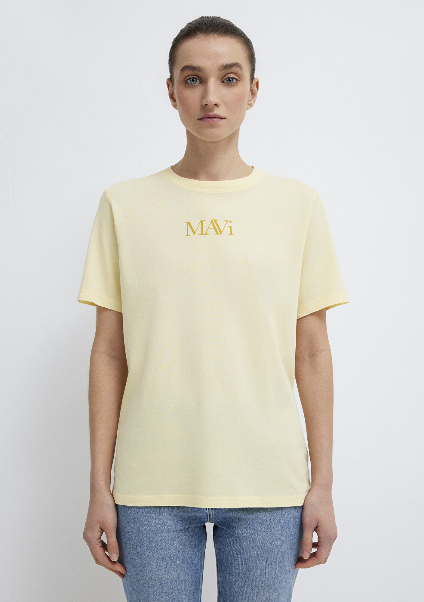 Mavi Mavi Logo Baskılı Sarı Tişört Regular Fit / Normal Kesim 1611594-71305