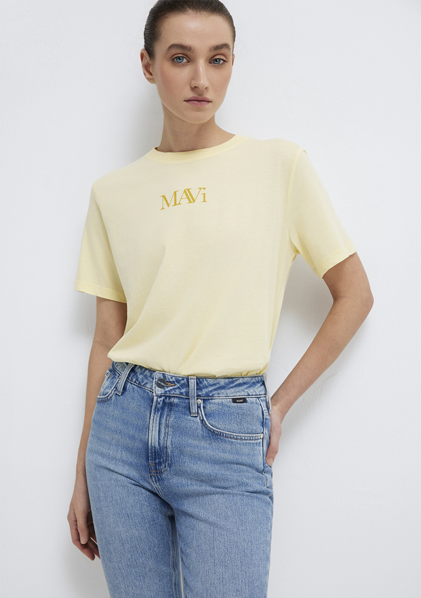 Mavi Mavi Logo Baskılı Sarı Tişört Regular Fit / Normal Kesim 1611594-71305