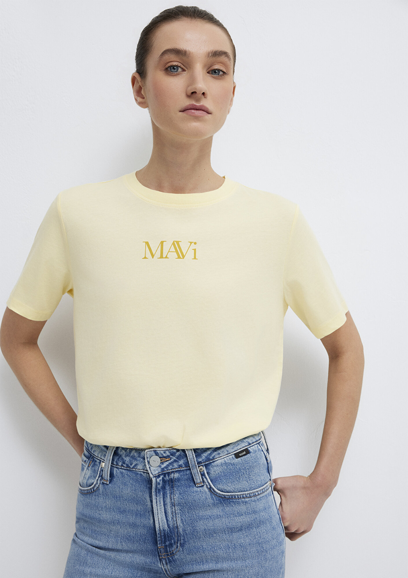 Mavi Mavi Logo Baskılı Sarı Tişört Regular Fit / Normal Kesim 1611594-71305