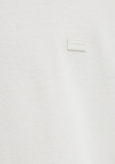  Mavi Silikon Logo Baskılı Ekru Basic Tişört Oversize / Geniş Kesim 0613188-71610