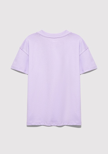  Mavi MJ Logo Baskılı Mor Tişört Loose Fit / Bol Rahat Kesim 7610431-70519