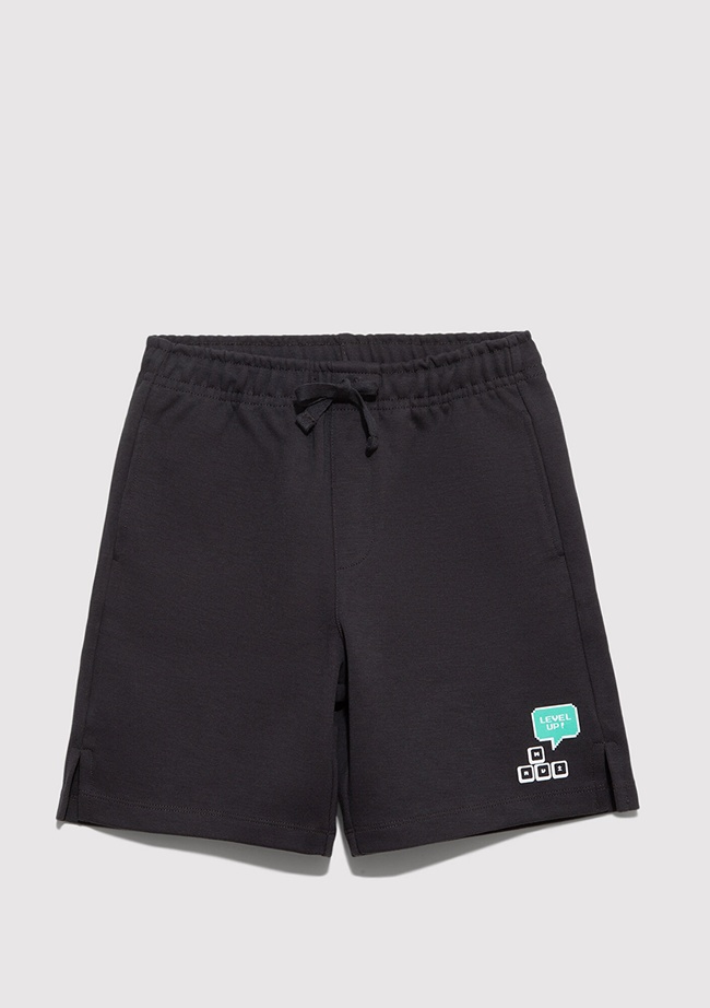  Mavi Level Up Baskılı Antrasit Şort 6410016-70087