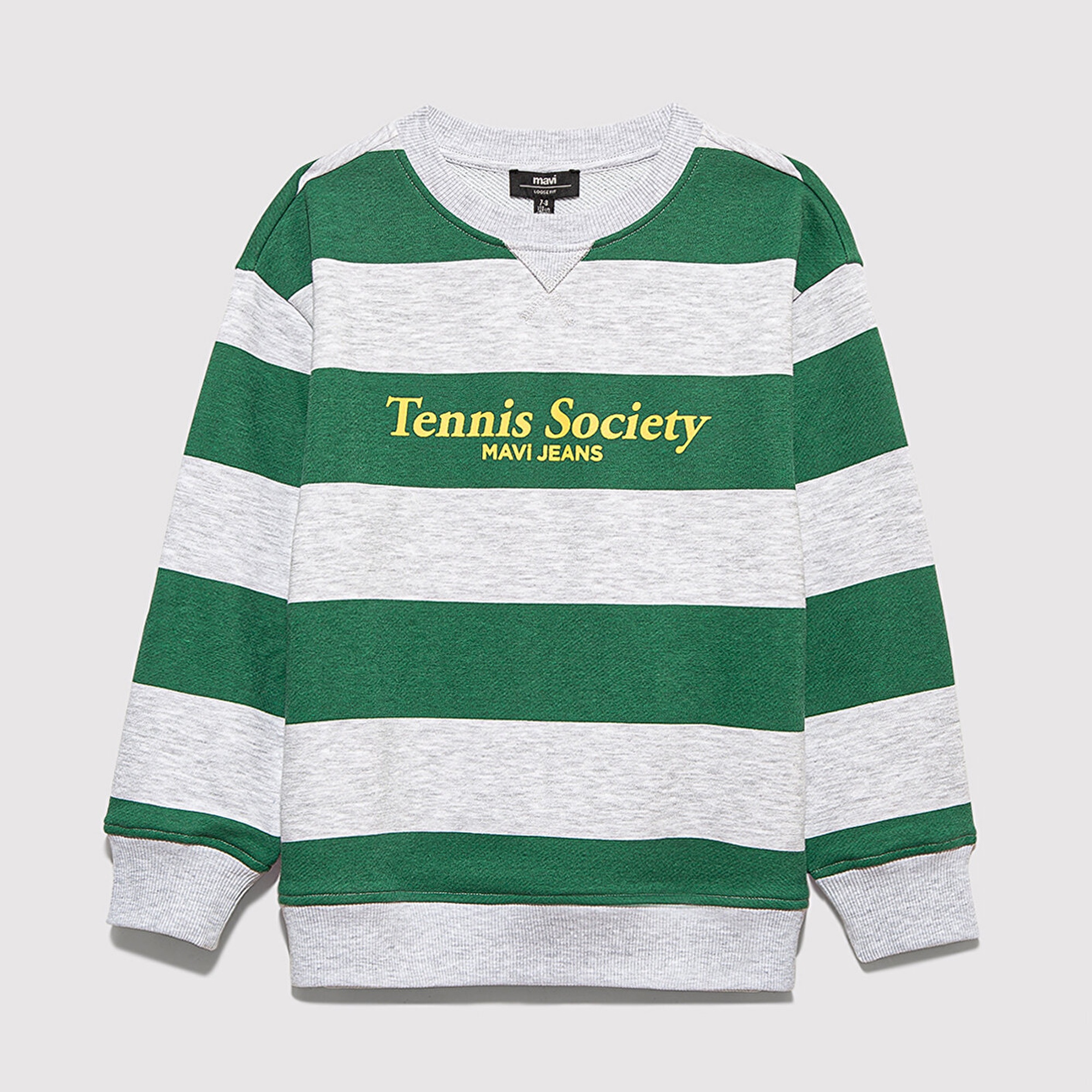 Mavi Çizgili Baskılı Yeşil Sweatshirt 6S10170-71697