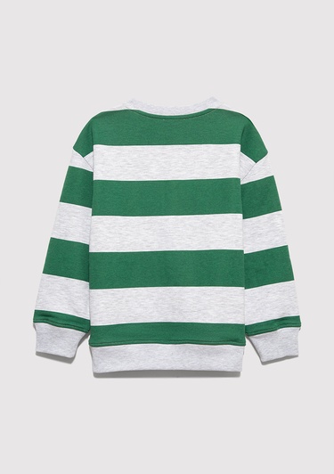  Mavi Çizgili Baskılı Yeşil Sweatshirt 6S10170-71697