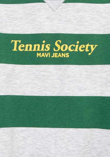  Mavi Çizgili Baskılı Yeşil Sweatshirt 6S10170-71697