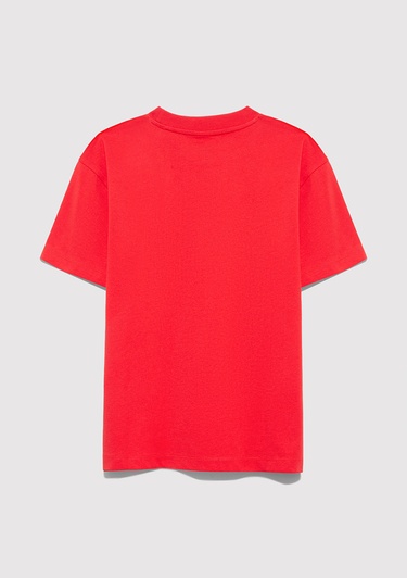  Mavi Mavi Logo Baskılı Kırmızı Tişört Loose Fit / Bol Rahat Kesim 6610418-70478