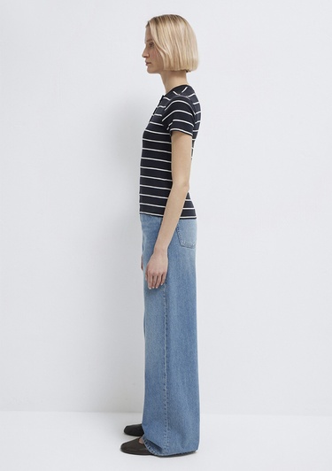  Mavi Lacivert Tişört Fitted / Vücuda Oturan Kesim 1613713-90696