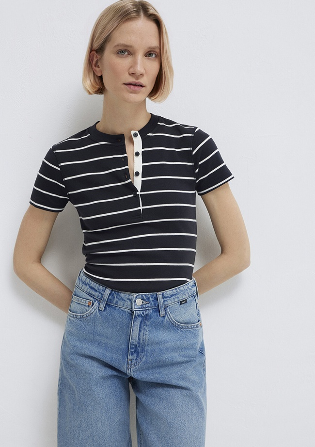  Mavi Lacivert Tişört Fitted / Vücuda Oturan Kesim 1613713-90696