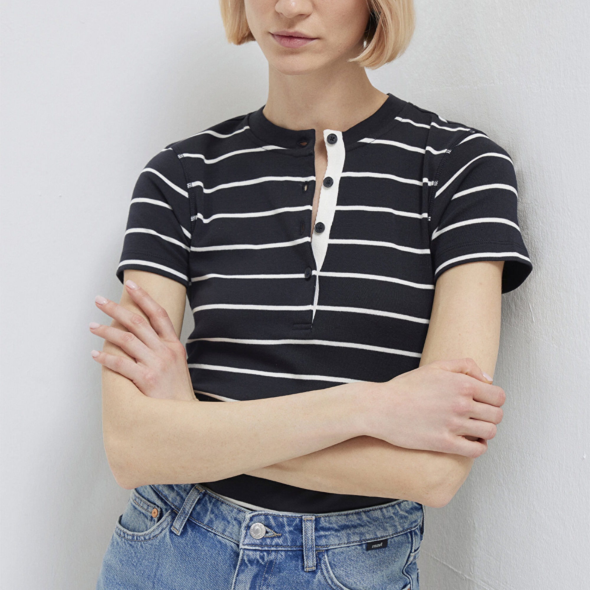 Mavi Lacivert Tişört Fitted / Vücuda Oturan Kesim 1613713-90696