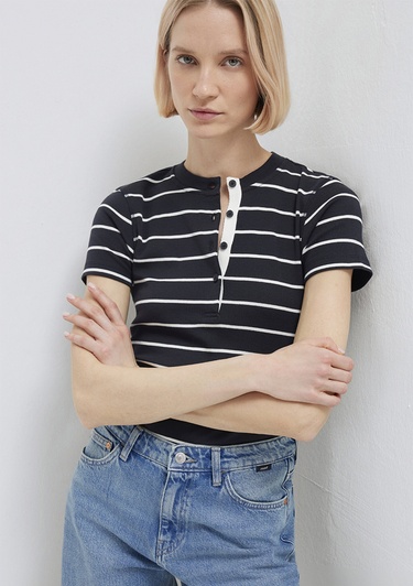  Mavi Lacivert Tişört Fitted / Vücuda Oturan Kesim 1613713-90696