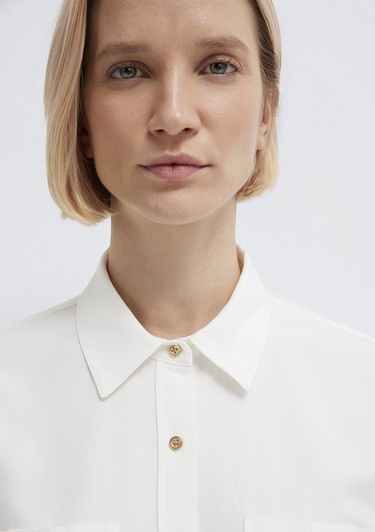  Mavi Ekru Gömlek Loose Fit / Bol Rahat Kesim 1211383-70057