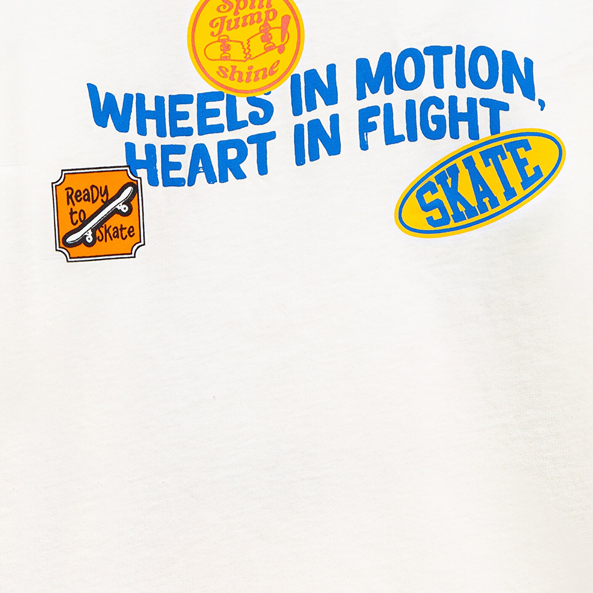 Mavi Baskılı Ekru Tişört Oversize / Geniş Kesim 6610450-70057