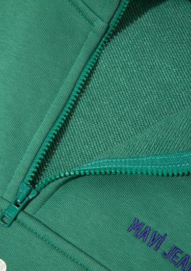  Mavi Baskılı Kapüşonlu Yeşil Sweatshirt 6S10169-71697