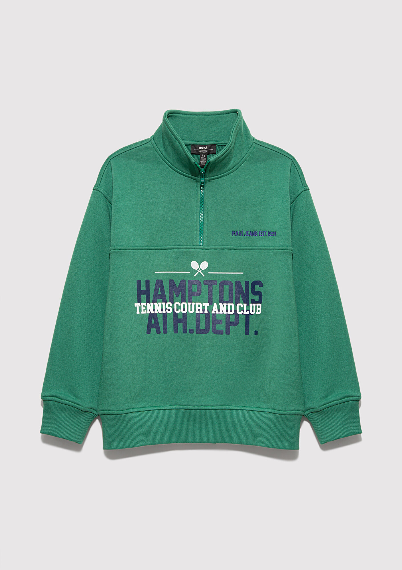  Mavi Baskılı Kapüşonlu Yeşil Sweatshirt 6S10169-71697