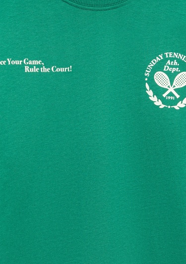  Mavi Baskılı Yeşil Tişört Oversize / Geniş Kesim 6610401-71697