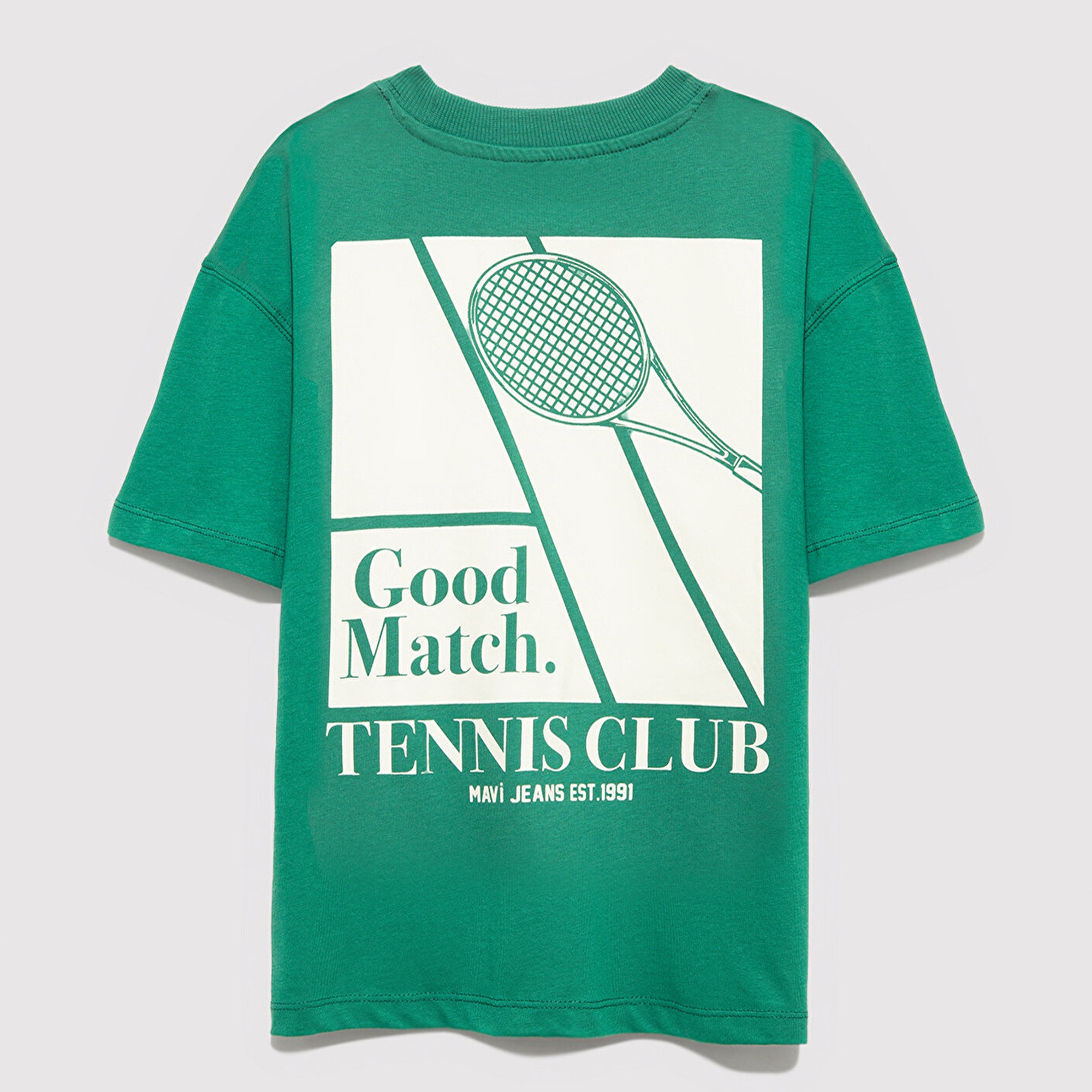 Mavi Baskılı Yeşil Tişört Oversize / Geniş Kesim 6610401-71697