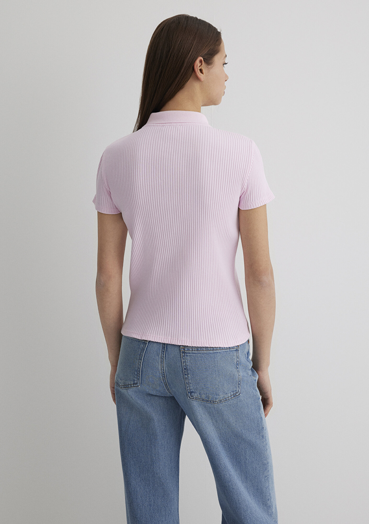  Mavi Pembe Polo Tişört Fitted / Vücuda Oturan Kesim 1613120-71008