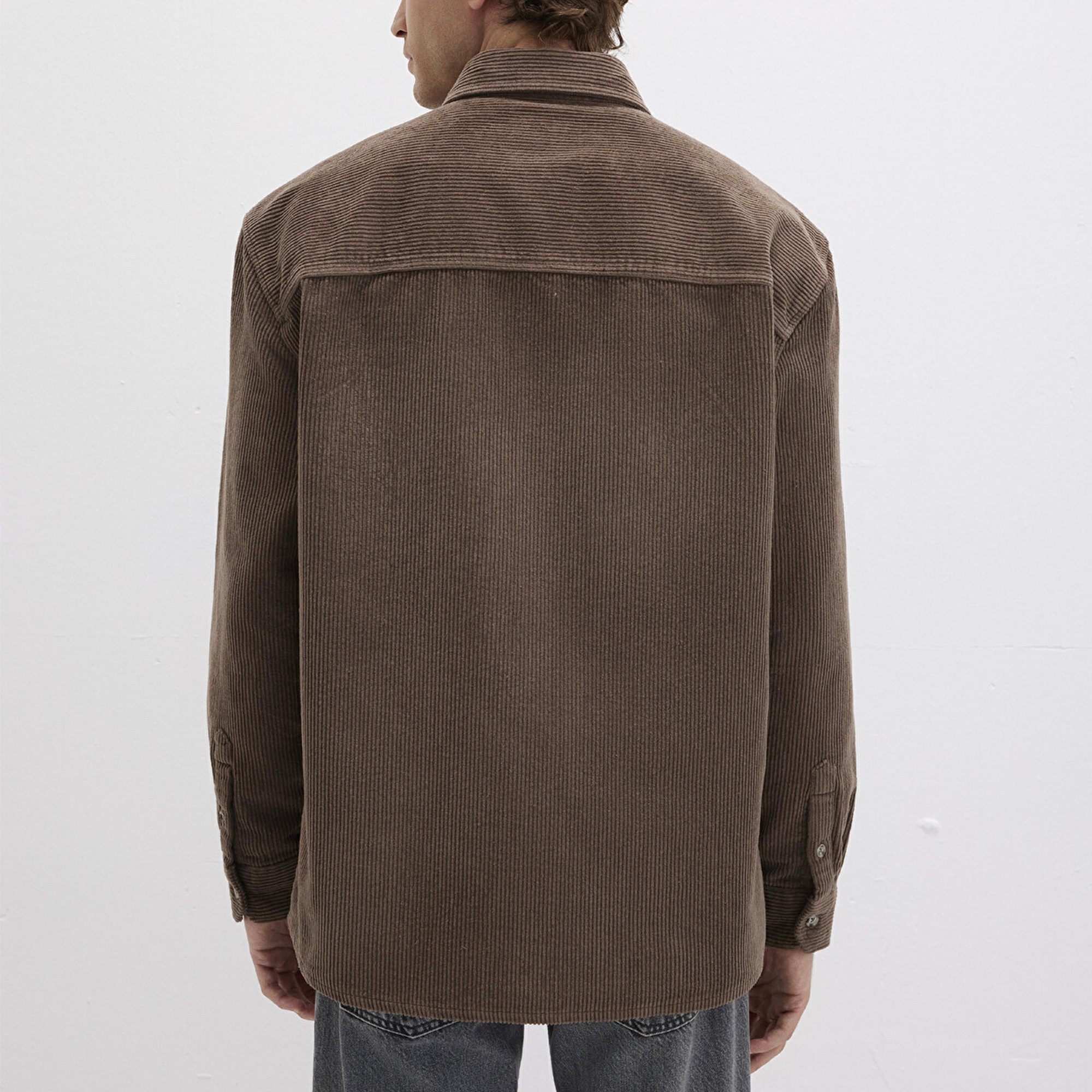 Mavi Kahverengi Kadife Gömlek Loose Fit / Bol Rahat Kesim 0211749-70380