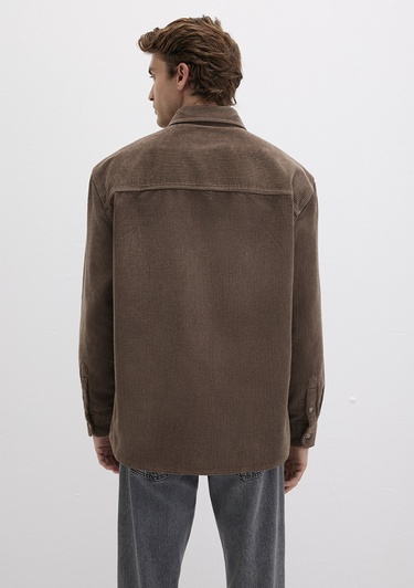  Mavi Kahverengi Kadife Gömlek Loose Fit / Bol Rahat Kesim 0211749-70380