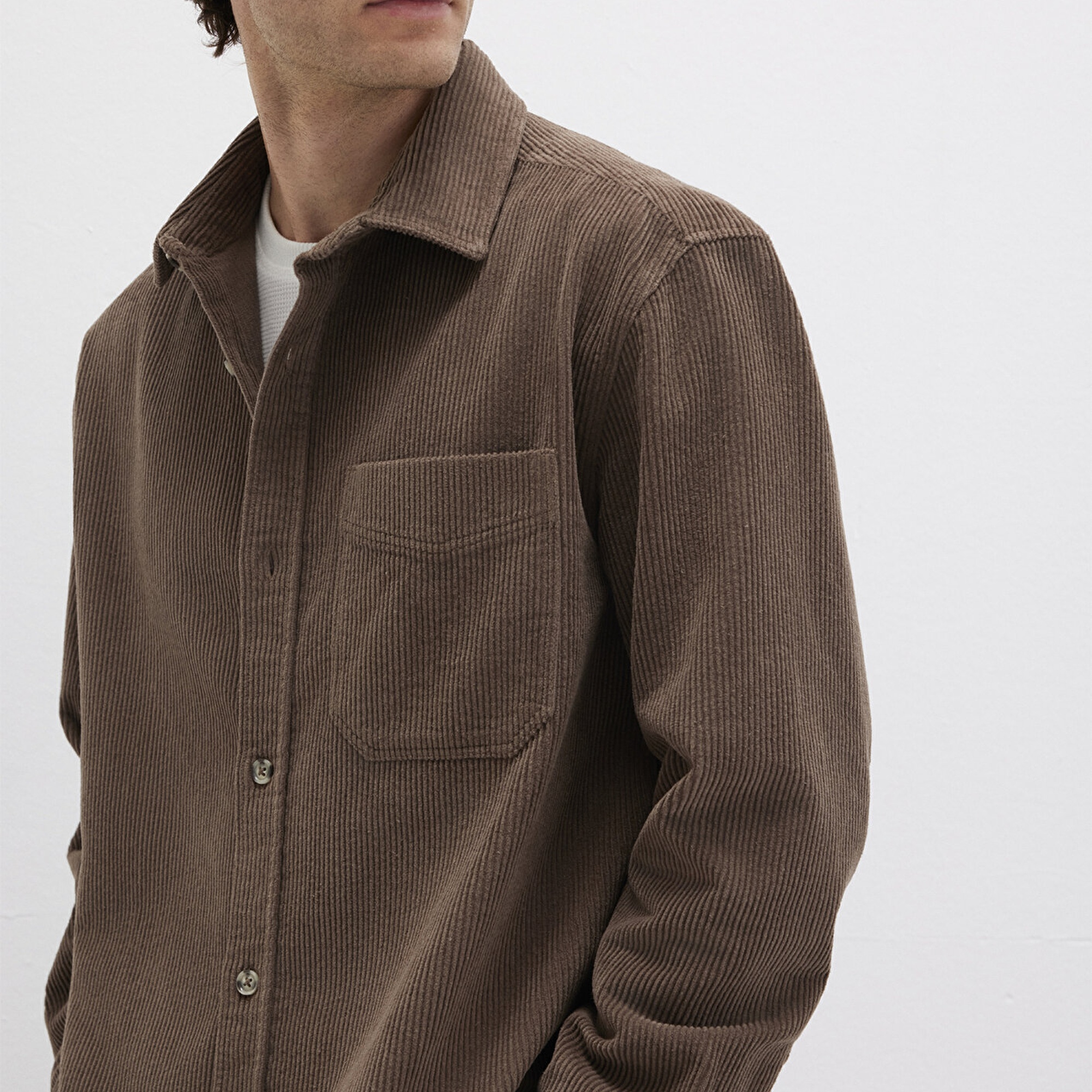 Mavi Kahverengi Kadife Gömlek Loose Fit / Bol Rahat Kesim 0211749-70380