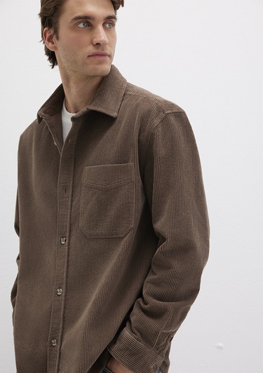  Mavi Kahverengi Kadife Gömlek Loose Fit / Bol Rahat Kesim 0211749-70380