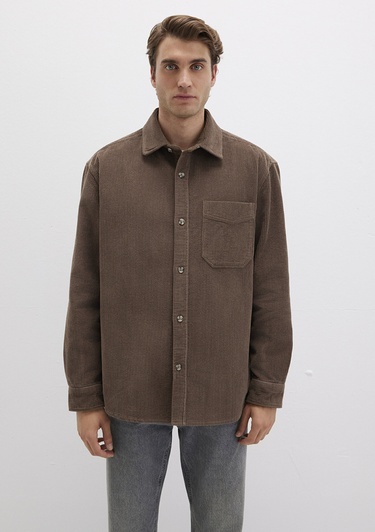  Mavi Kahverengi Kadife Gömlek Loose Fit / Bol Rahat Kesim 0211749-70380