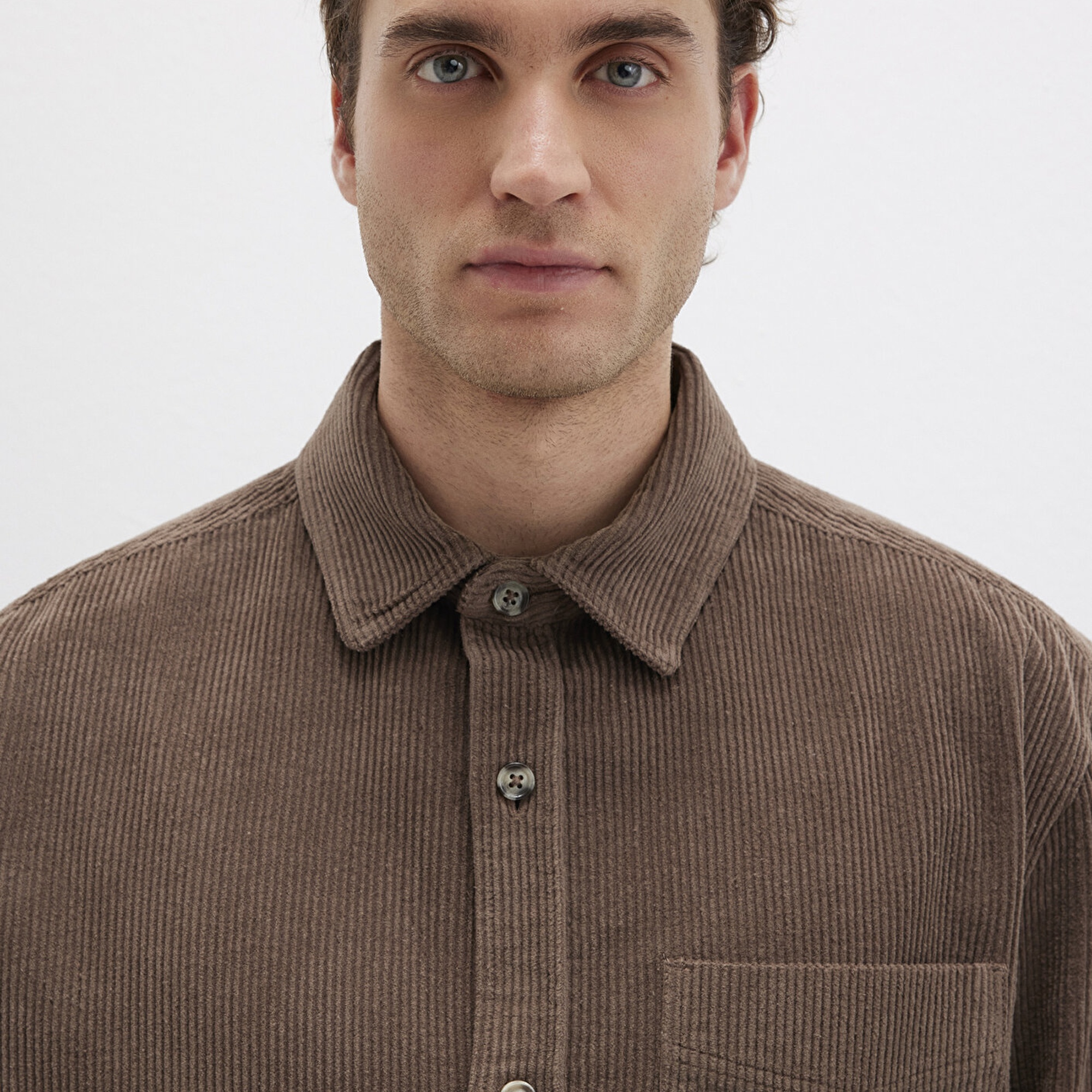 Mavi Kahverengi Kadife Gömlek Loose Fit / Bol Rahat Kesim 0211749-70380