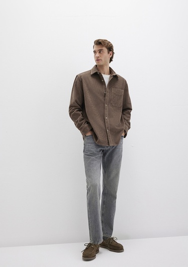  Mavi Kahverengi Kadife Gömlek Loose Fit / Bol Rahat Kesim 0211749-70380