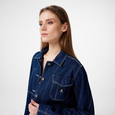  Converse  Chaqueta Denim Kadın Mavi Ceket
