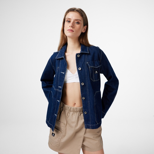  Converse  Chaqueta Denim Kadın Mavi Ceket