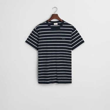  GANT Erkek Lacivert Regular Fit Bisiklet Yaka Çizgili T-Shirt