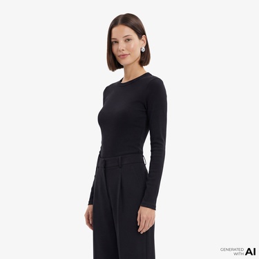  Fabby Kadın Siyah T-Shirt