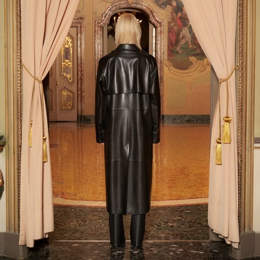  KeinxDesa Siyah Unisex Deri Trençkot