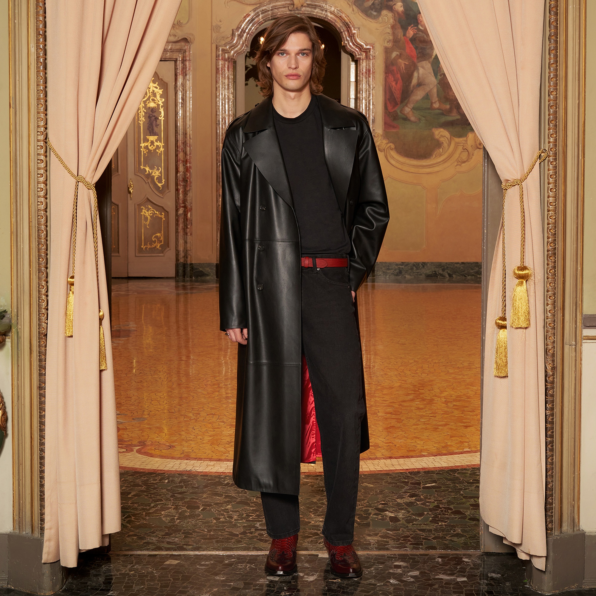 KeinxDesa Siyah Unisex Deri Trençkot