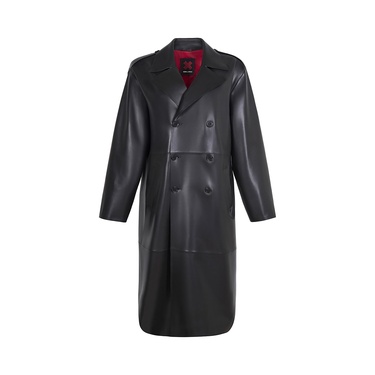  KeinxDesa Siyah Unisex Deri Trençkot