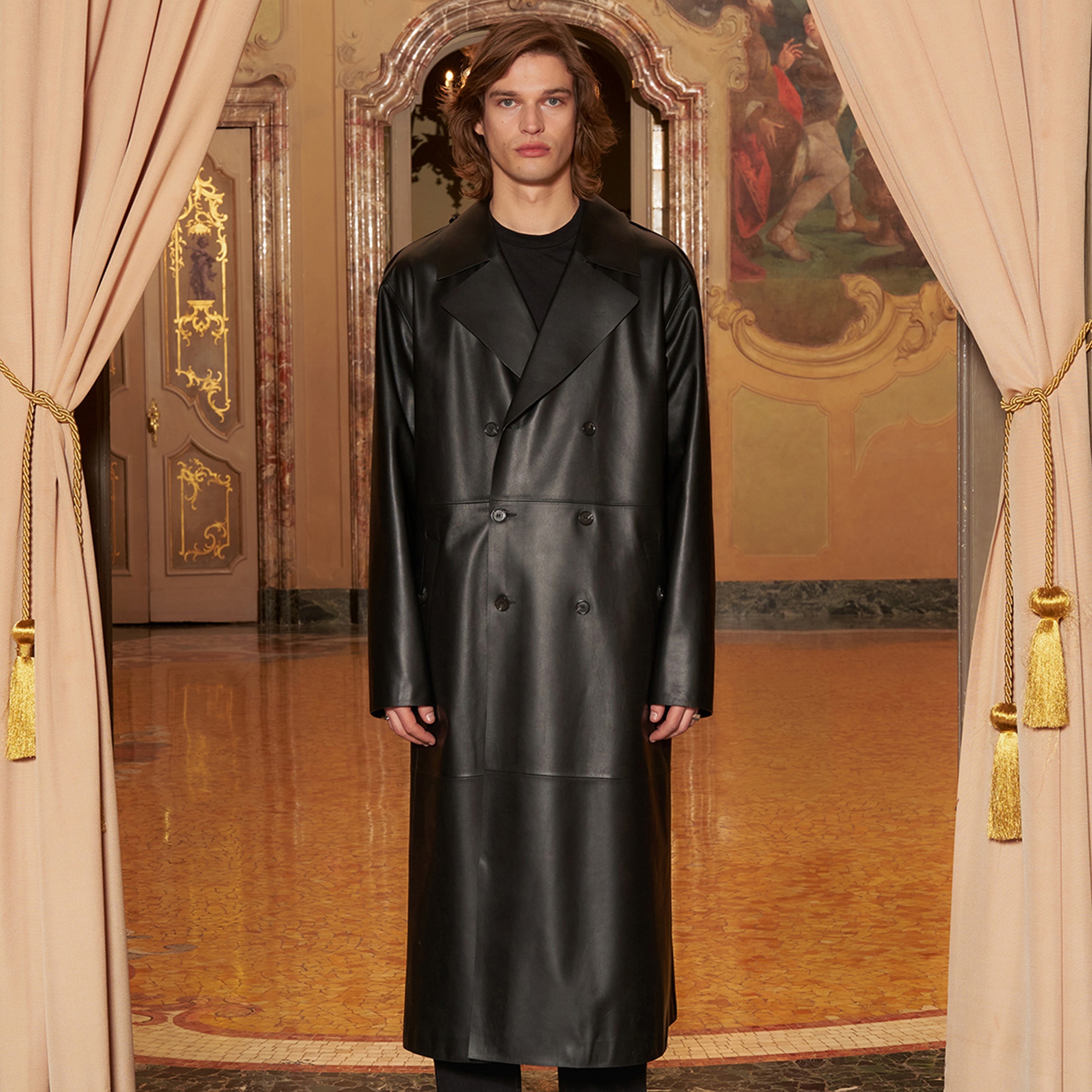 KeinxDesa Siyah Unisex Deri Trençkot