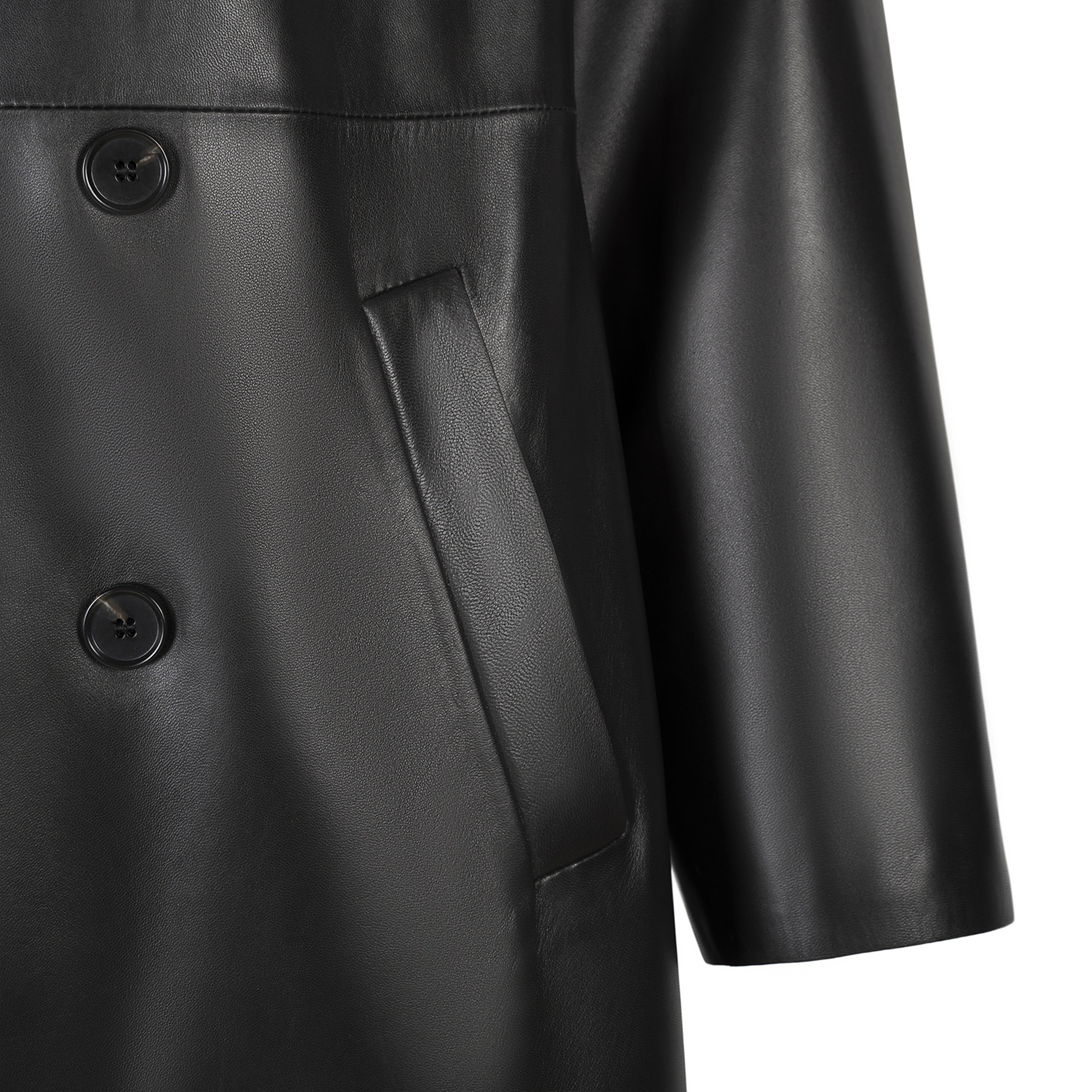 KeinxDesa Siyah Unisex Deri Trençkot