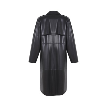  KeinxDesa Siyah Unisex Deri Trençkot