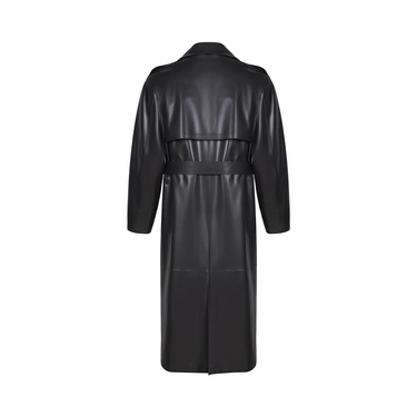  KeinxDesa Siyah Unisex Deri Trençkot