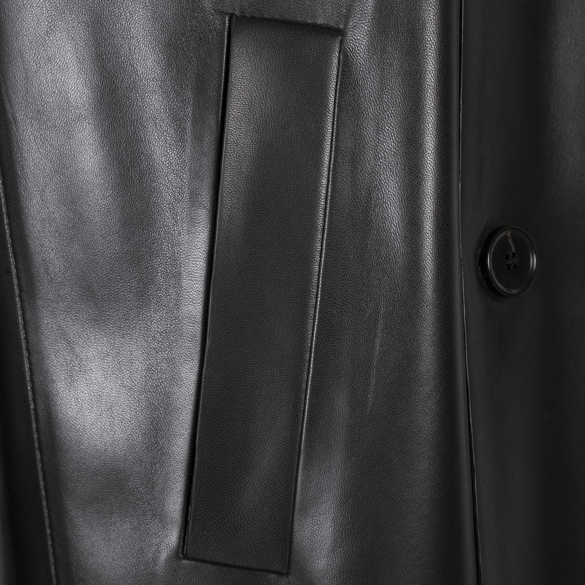 KeinxDesa Siyah Unisex Deri Trençkot