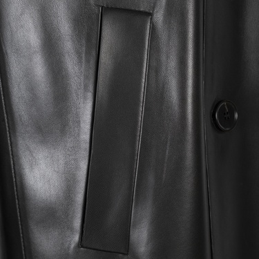  KeinxDesa Siyah Unisex Deri Trençkot