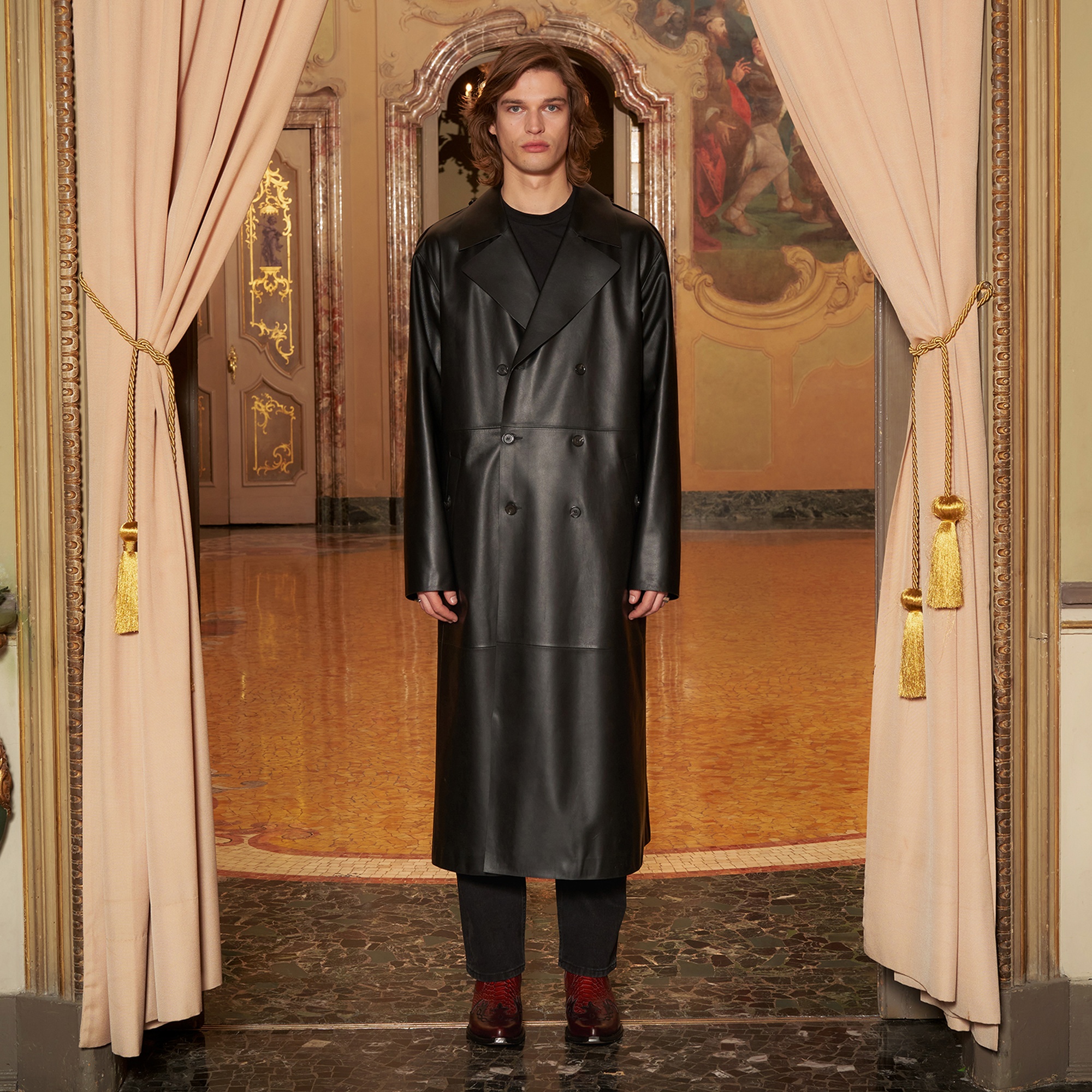 KeinxDesa Siyah Unisex Deri Trençkot